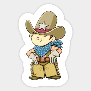 boy in a cowboy hat ready for the rodeo Sticker